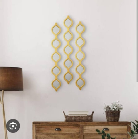 OGLINZI - Set 3 oglinzi decorative model 7001, rame aurii, formă curbată, 87 cm