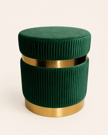 TABURETE - Taburet 090 Duo L, șezut verde cu bandă aurie din oțel, 40x46 cm