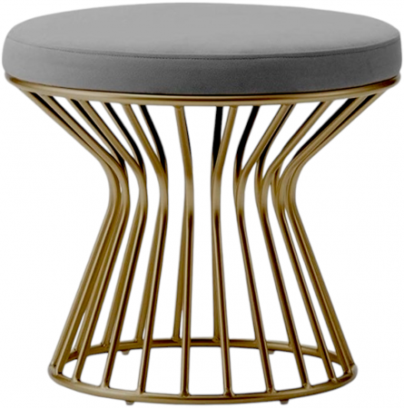 Taburet LD20A066 rotund, șezut gri și structură metal aurie, 42x42 cm [1]
