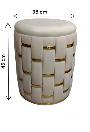 Taburet ZW 026177 crem și auriu, 45 cm, design elegant și versatil [2]