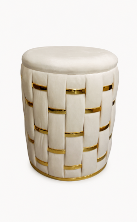 TABURETE - Taburet ZW 026177 crem și auriu, 45 cm, design elegant și versatil