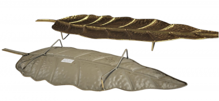 Set 2 tăvi ornamentale model 81012 din metal auriu în formă de frunză – multifuncționale și elegante [2]