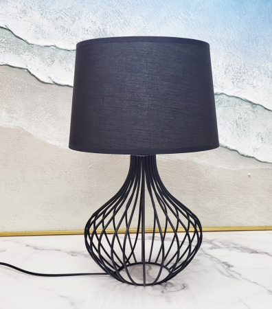 VEIOZE SI LAMPADARE - Veioză T8001 modernă, 45 cm, abajur textil negru, soclu E27, stil minimalist
