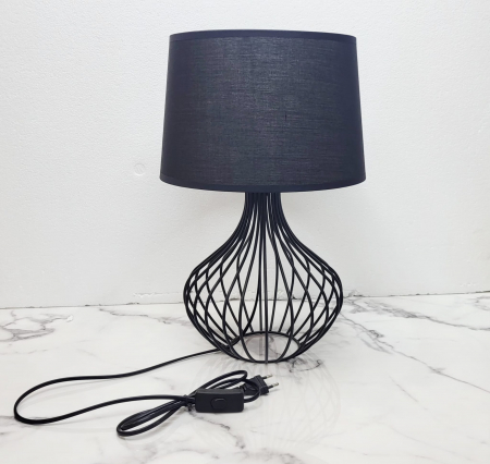 Veioză T8001 modernă, 45 cm, abajur textil negru, soclu E27, stil minimalist [1]