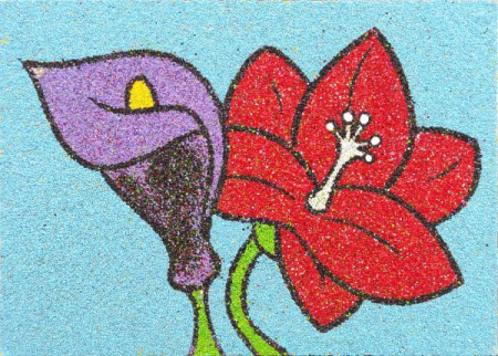 Tablou cu nisip - Set tablou cu nisip cala si crin A5