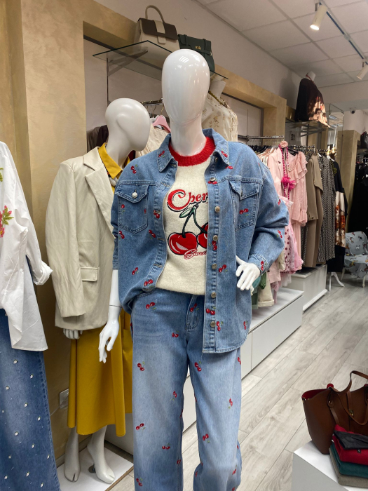 Geaca denim imprimeu cirese [2]