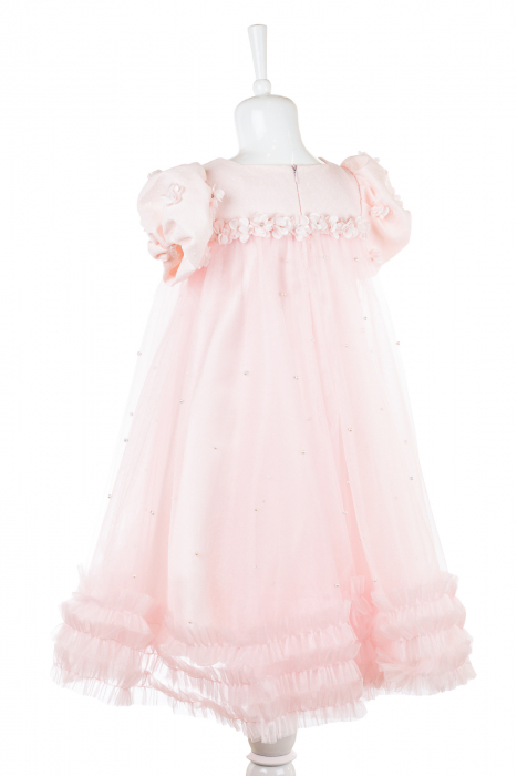 Rochie elegantă cu volănașe din tulle roz [3]