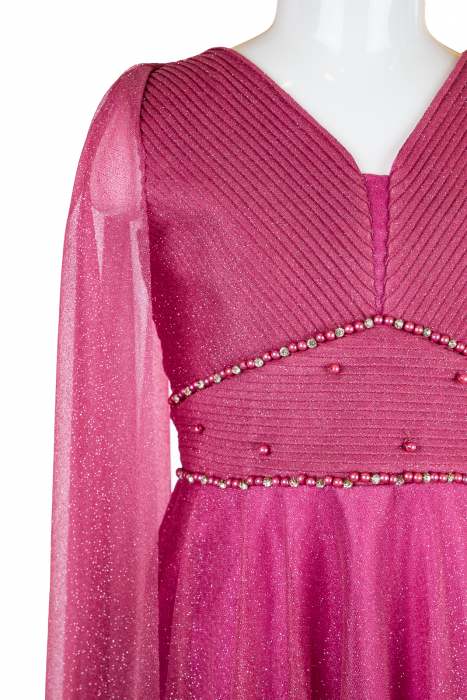 Rochie lungă elegantă roz închis [2]