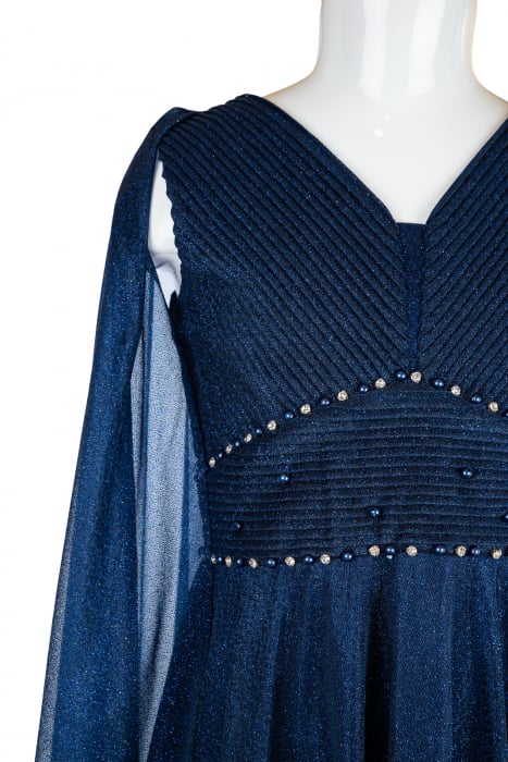 Rochie lungă elegantă bleumarin [2]