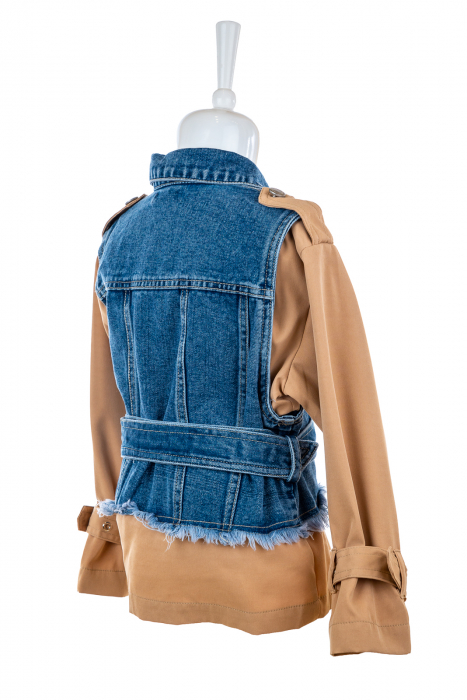 Jachetă smart combinație denim și bumbac [3]