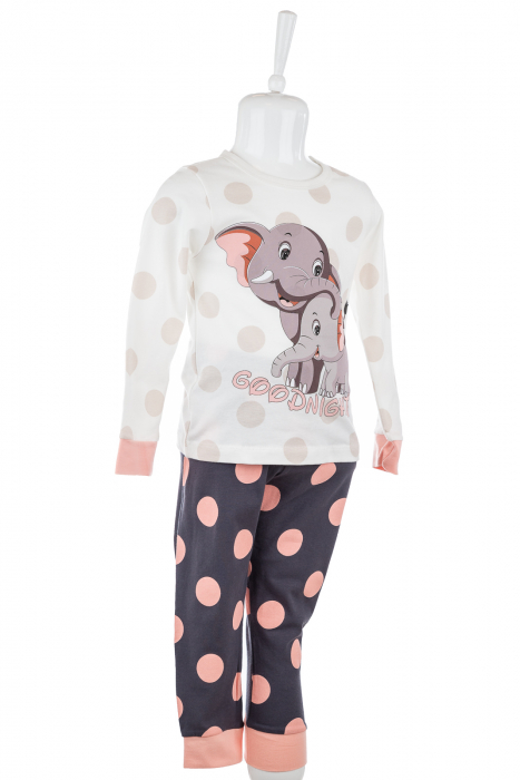 Pijamale cu buline bej/roz, pentru fete [1]