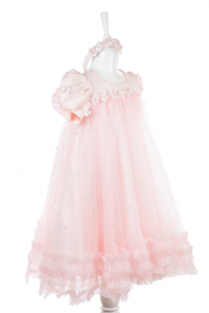 Rochie elegantă cu volănașe din tulle roz [0]
