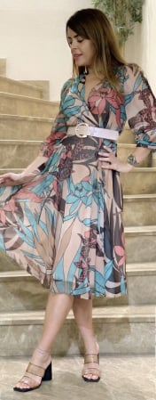 Rochii dama casual - Rochie dama voal multicolor