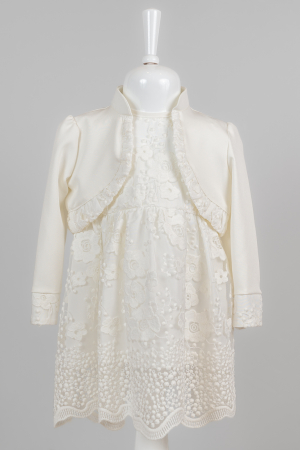 Rochie albă elegantă cu sacou scurt pentru fete, 2 piese [0]