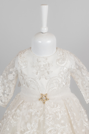 Rochie elegantă de lux cu aspect dantelat pentru fetițe, pentru botez [1]
