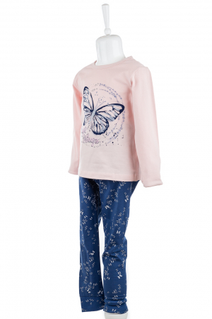Pijamale cu fluture pentru fete, roz/bleumarin [0]