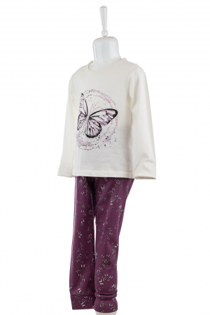 Pijamale cu fluture pentru fete, alb/grena [0]