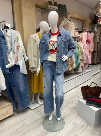 Blugi imprimeu cirese brodate [2]