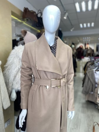 HAINA BLANA NATURALA,PALTOANE,GECI SI VESTE - Palton bej cu rever lat