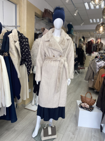 HAINA BLANA NATURALA,PALTOANE,GECI SI VESTE - Palton bej blana artificiala