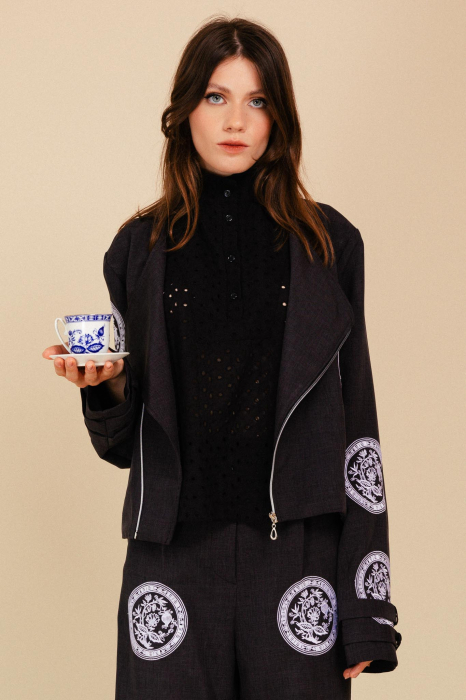 Jachetă EMBROIDERED TEA cu fermoar de damă [1]