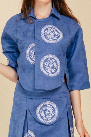 Jachetă EMBROIDERED TEA albastră [3]