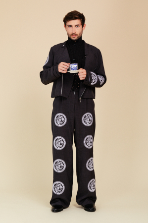 NEW: Veselă - Pantaloni EMBROIDERED TEA