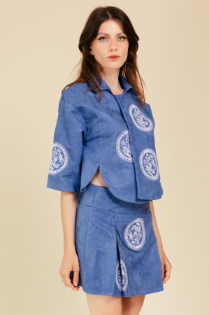 NEW: Veselă - Jachetă EMBROIDERED TEA albastră