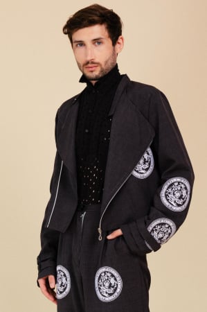 NEW: Veselă - Jachetă EMBROIDERED TEA cu fermoar