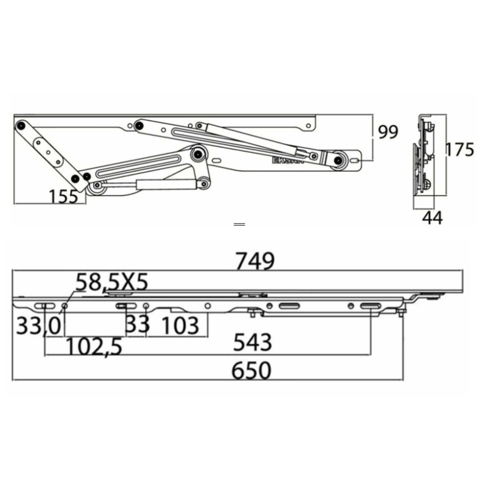 Mecanism piston gaz VG ridicare pat rabatabil 35° + poziție verticală – acces ladă depozitare [6]