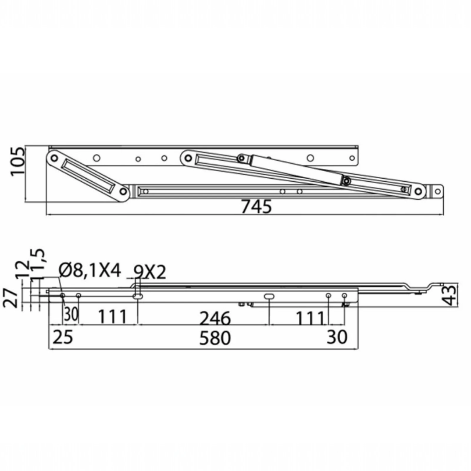 Mecanism piston gaz VG pentru pat rabatabil – ridicare verticală 35° [5]