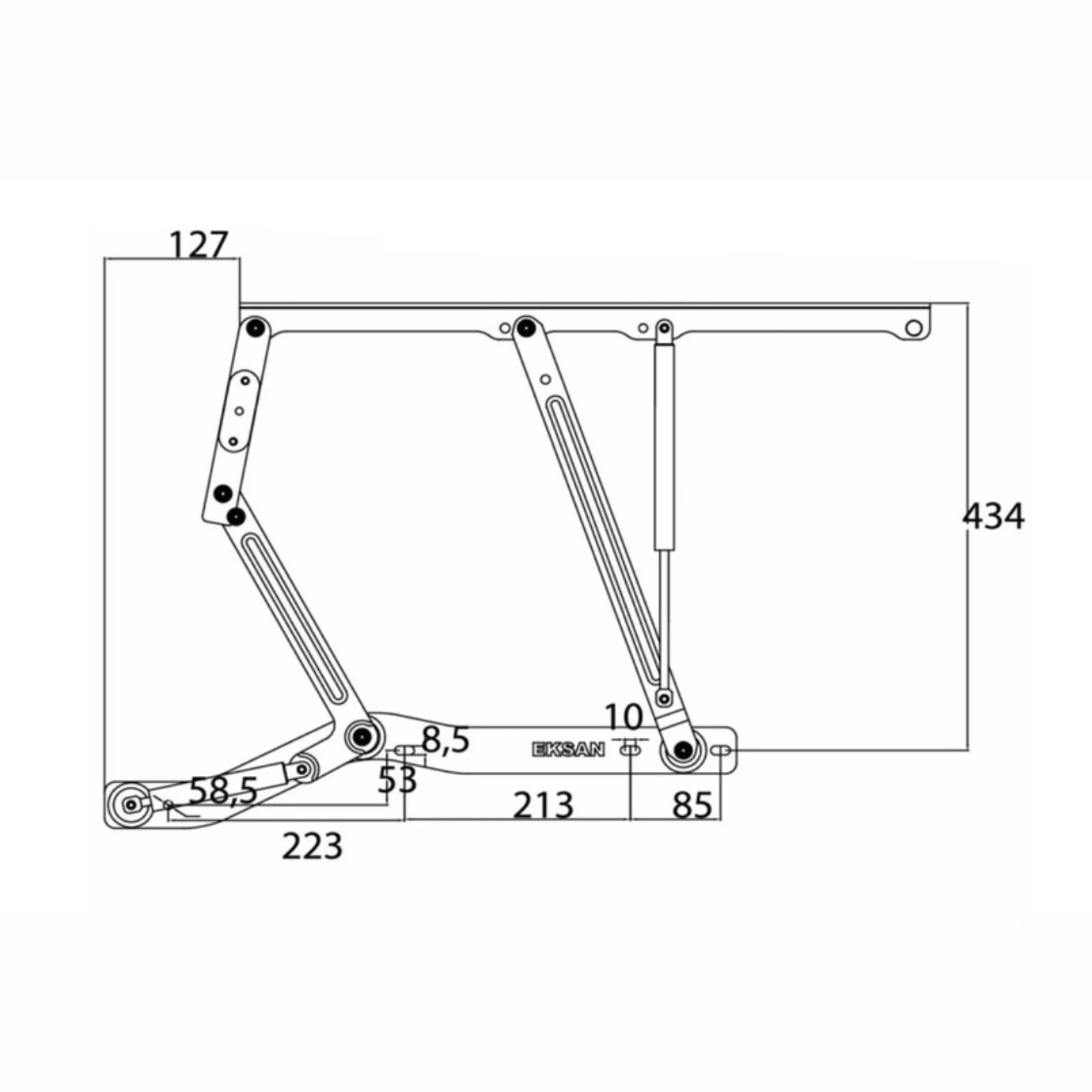 Mecanism piston gaz VG ridicare pat rabatabil 35° + poziție verticală – acces ladă depozitare [5]