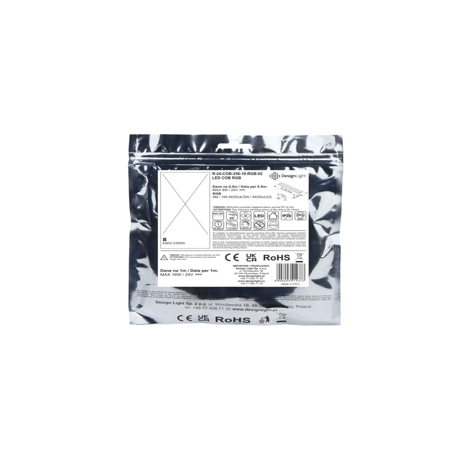 Banda LED COB RGB cu lumina continua 24V IP20 16W/m [8]