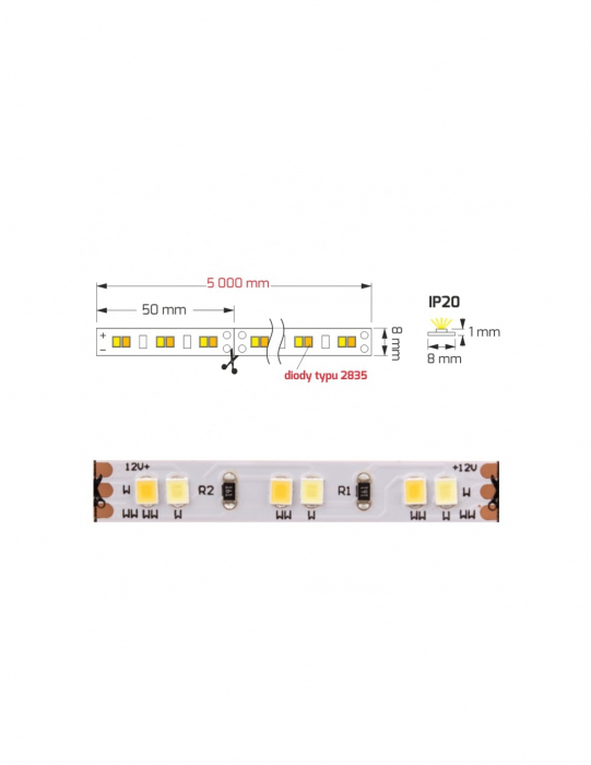Banda LED Bicoloră Premium 60W/5m 600 Led-uri [7]