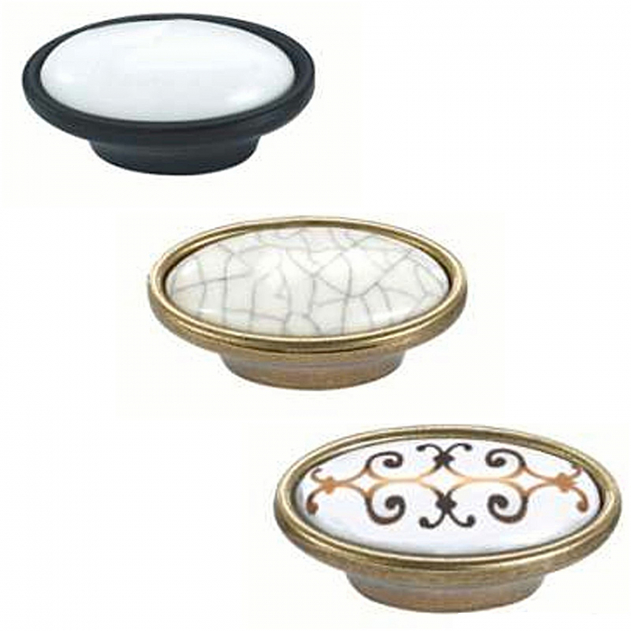 Buton mobilier Antichizat Porțelan VG  oval [2]