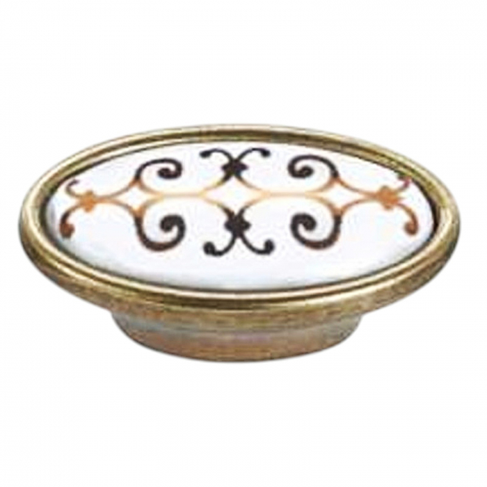 Buton mobilier Antichizat Porțelan VG  oval [3]