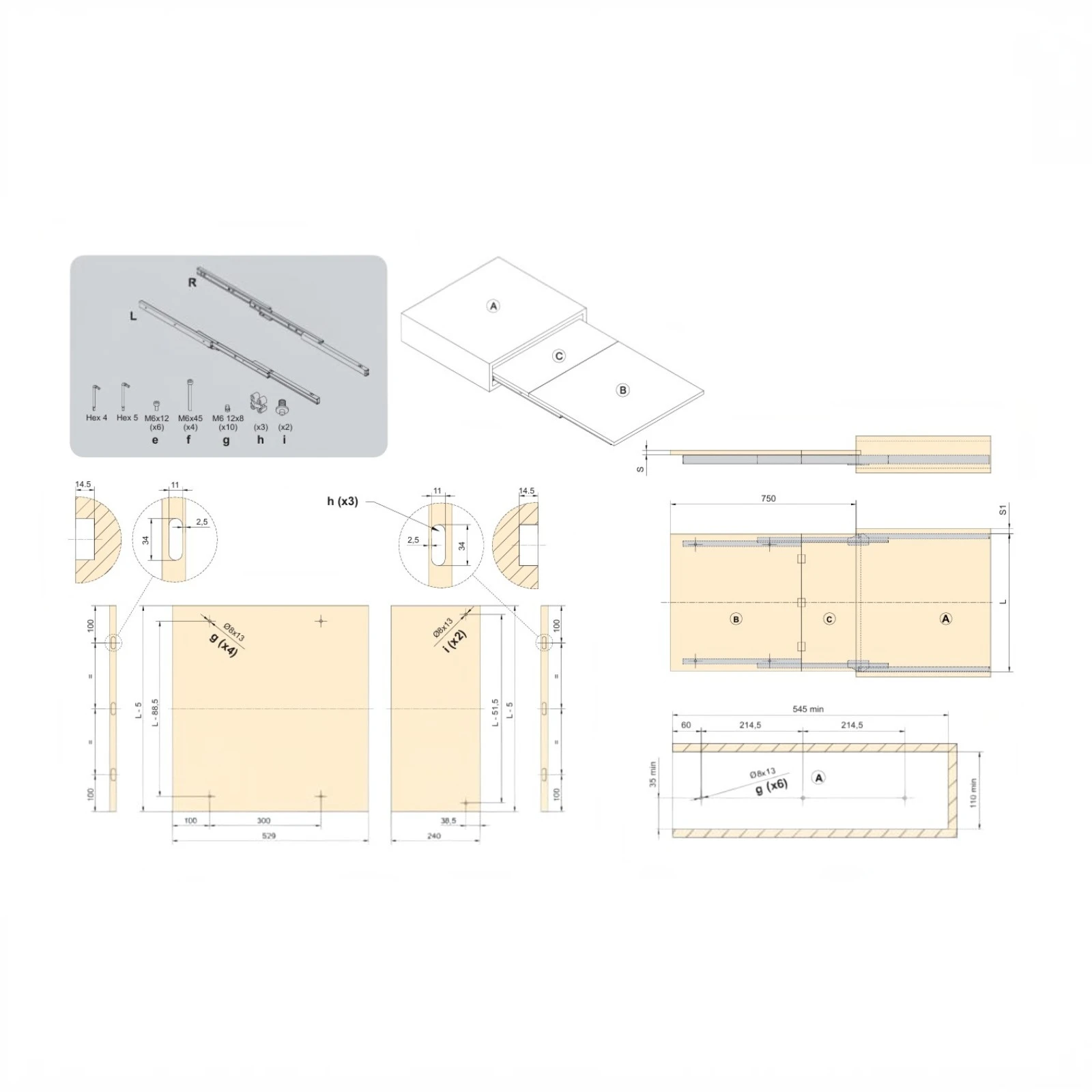 Coktail Reverse H35 – Sistem pentru masă extractibilă pliabilă, integrată în mobilier [5]