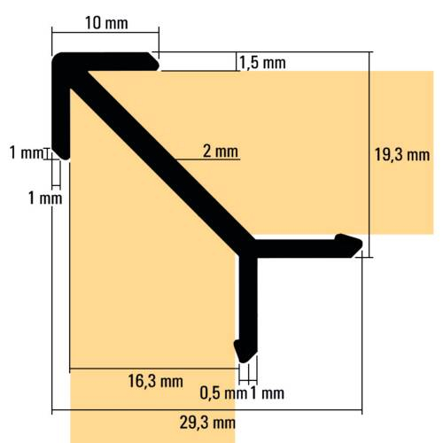Conector de colț,  cap 10 mm - finisaj Argintiu mat [4]