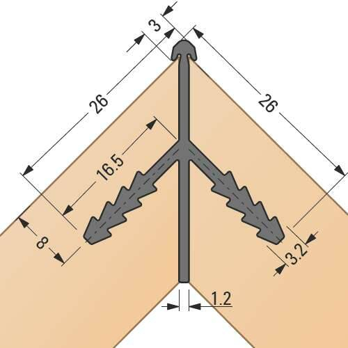 Conector de colț cu punte,  cap 3 mm pentru placă de 16 mm [2]