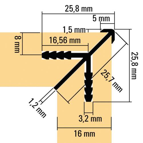 Conector de colț cu punte,  cap 5 mm pentru placă de 18 - 19 mm [3]
