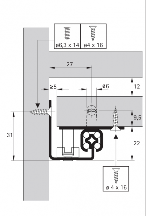 Glisieră raft extensibil cu blocator Quadro 25 [2]