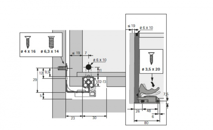 Glisiere soft close Quadro Q25 extragere Parțială, marca Hettich [3]