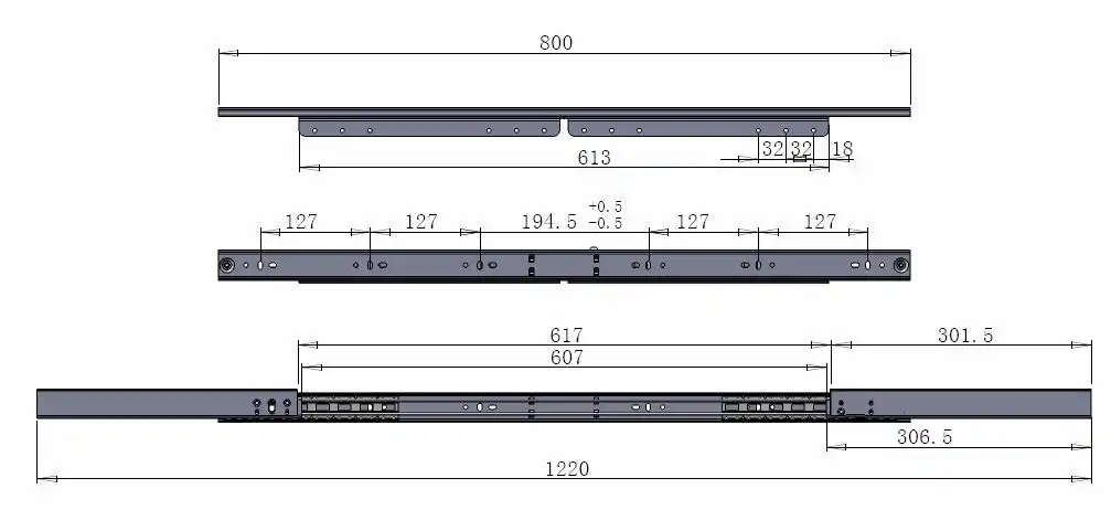 Glisiere sincron Slide S 800 mm pentru mese [2]