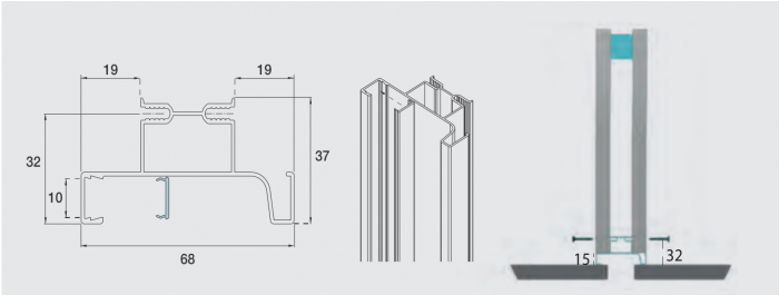 Profilele GOLA ,,Vertical-dublu " 2.7m cu bandă LED  [2]