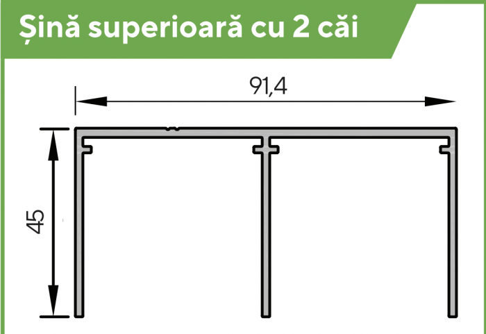 In Out Drive Wood - Șină inferioară cu 2 căi de rulare [3]