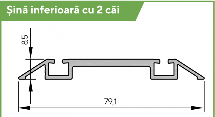 In Out Drive Wood - Șină inferioară cu 2 căi de rulare [2]