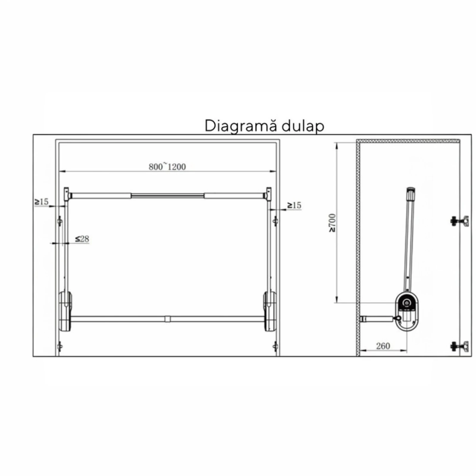 Lift electric pentru garderobă JIECANG – sistem automat coborâre bară haine, cu telecomandă [9]
