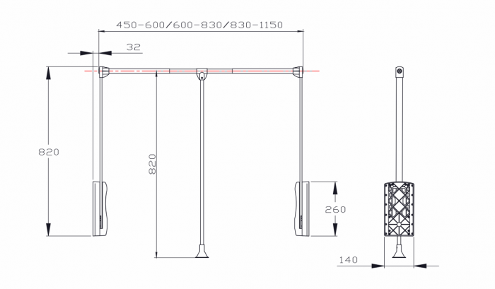 Lift rabatabil pentru garderobă marca Strong Argintiu/Aluminiu [4]