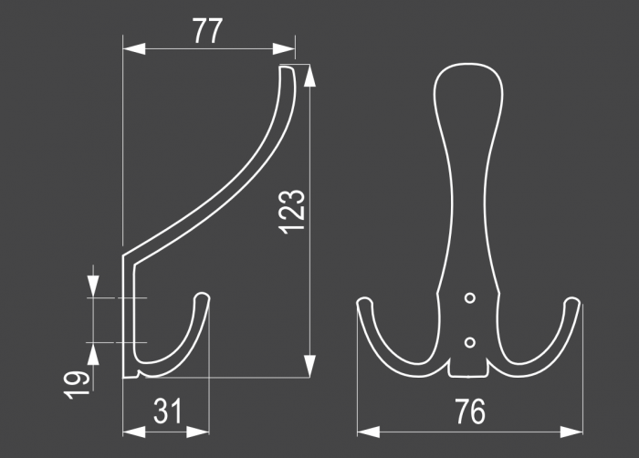 Agățătoarea pentru cuier Lugo Hook  76 x 123 mm [3]