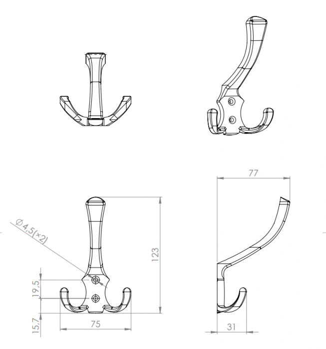 Agățătoarea pentru cuier Lugo Hook  76 x 123 mm [4]